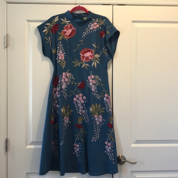 New asos embroidered dress blue - Picture 1 of 4